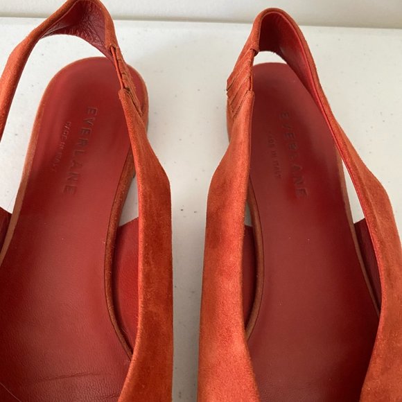 Everlane Slingback Pointed Flats Suede Womens 7.5 Red - Picture 5 of 8